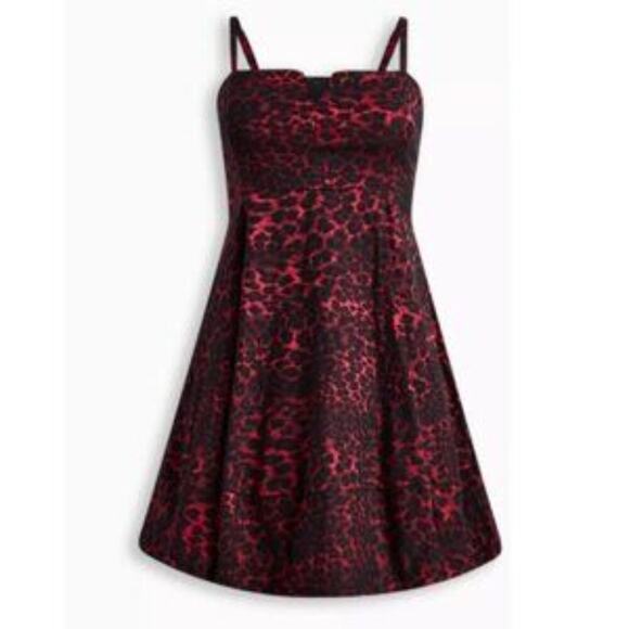 Torrid X Betsey Johnson Leopard Mini BabyDoll Dress Pinup Rockabilly Goth Sz 26 - Picture 2 of 11